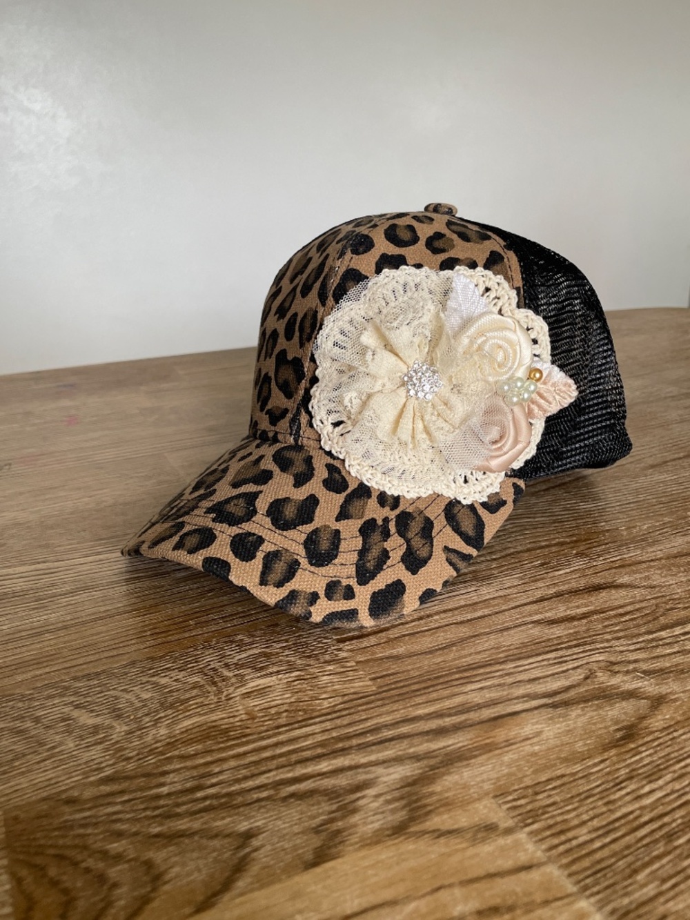 Womens Hats, Womans Bling Rhinestone Cap, Trucker Style Hat, Suede Hat, Leopard - Picture 2 of 5